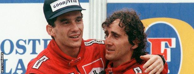 Alain Prost (right) and Ayrton Senna