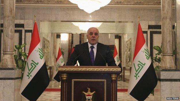 File photo: Iraq's Prime Minister-designate Haider al-Abadi speaks during a news conference in Baghdad, 25 August 2014