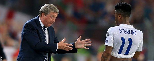 England manager Roy Hodgson and Raheem Sterling