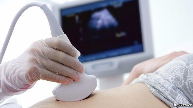 Woman having ultrasound scan