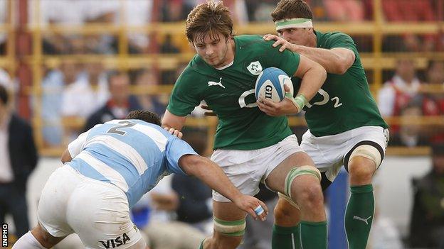 Iain Henderson charges forward for Ireland against Argentina in June