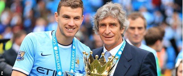 Edin Dzeko (left) and Manuel Pellegrini