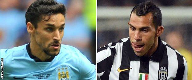 Jesus Navas and Carlos Tevez