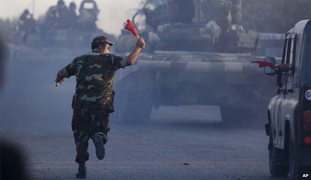 Azerbaijani tanks move towards Agdam, Azerbaijan, 2 August