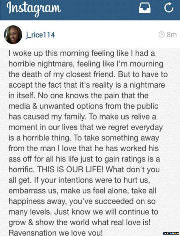 Janay Rice's Instagram post