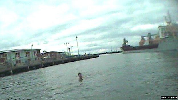 Swimmer in Port of Blyth