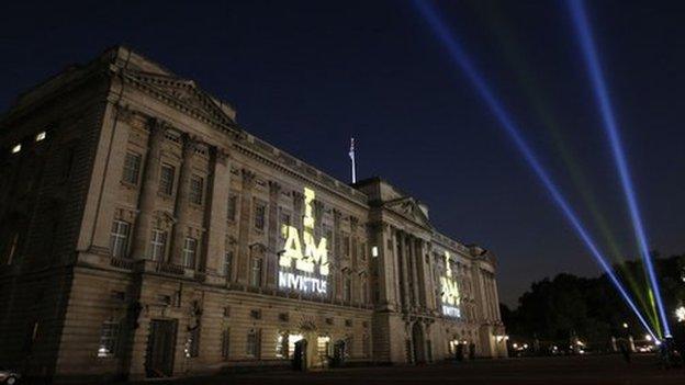 Invictus Games logo is projected onto Buckingham Palace