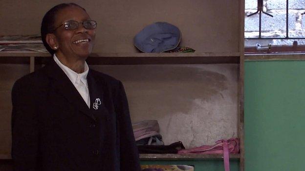 Judge Masipa visiting a school n the small township she grew up in outside Johannesburg i