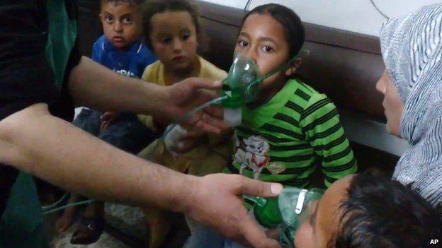 Children in Kfar Zeta, rebel-held village in Hama province