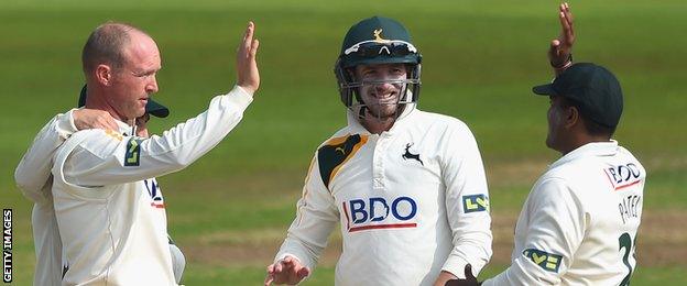 Gary Keedy takes a wicket