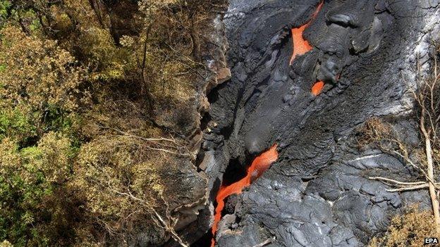 USGS) Hawaiian Volcano Observatory photo shows an aerial view of a lava flow