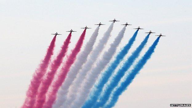 The Red Arrows flyover at the ceremony