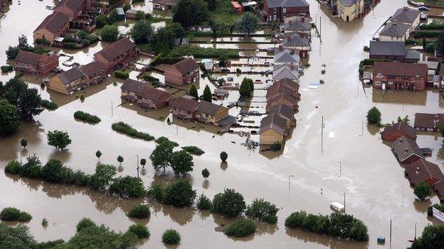 Flooding at Catcliffe, near Sheffield