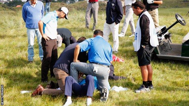 Fabrizio Zanotti is in hospital after being hit by a ball in the KLM Open.