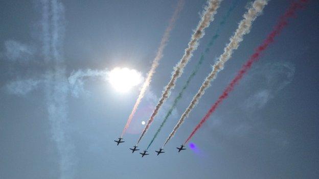 Red Arrows flypast in Guernsey