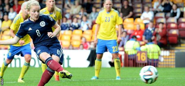 Kim Little nets for Scotland in the defeat to Sweden in World Cup qualifying