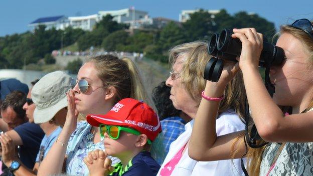 Crowds watch air display