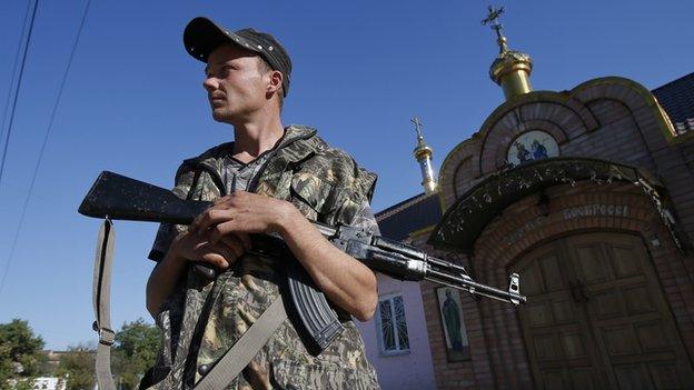 Pro-Russian rebel in Ilovaysk, 5 Sep 14