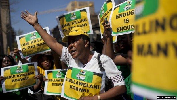 Members of the ANC Women's League outside the court in Pretoria, South Africa - 11 September 2014