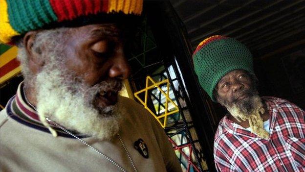 Papa Rocky (left) and another member of the Nyabinghi Rastafarian mansion