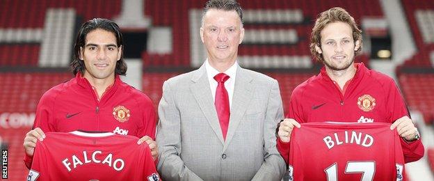 Radamel Falcao, Louis Van Gaal and Daley Blind