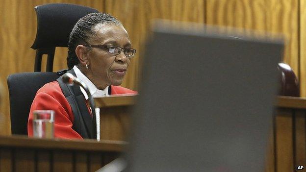 Judge Thokozile Masipa delivers her judgement in court in Pretoria, South Africa, Friday, Sept. 12, 2014