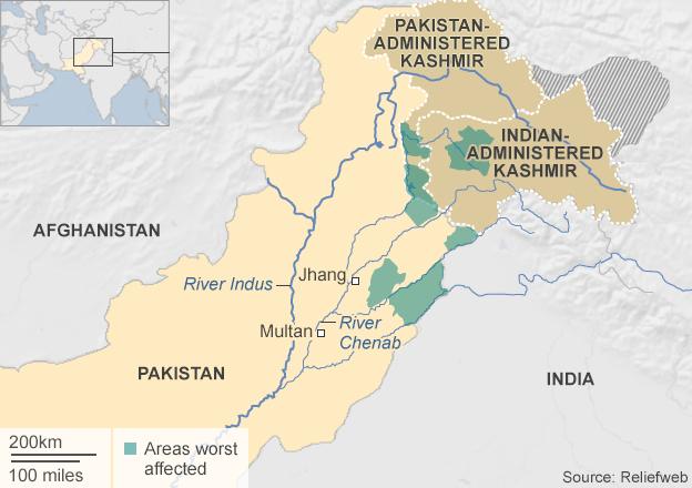 Map of worst-affected areas