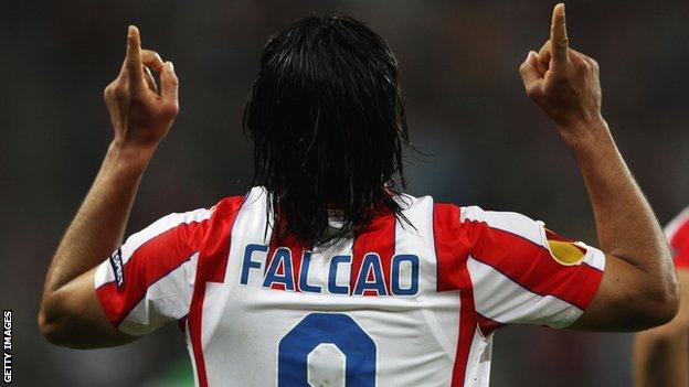 Radamel Falcao playing for Atletico Madrid