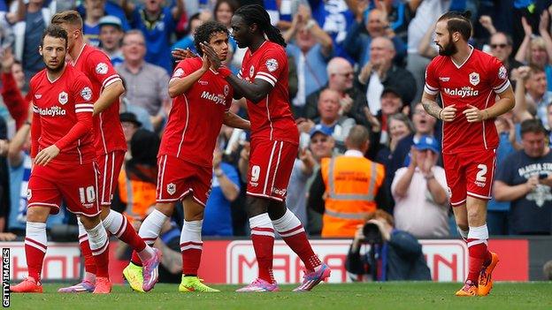 Cardiff City players celebrate