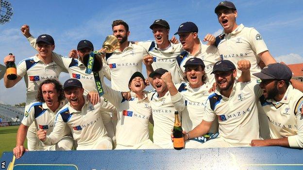 Yorkshire celebrate winning the 2014 County Championship