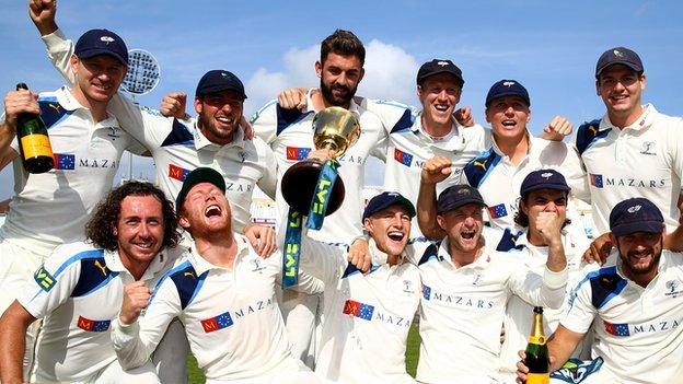 Yorkshire celebrate winning the county title