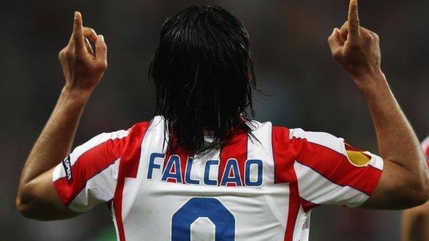 Radamel Falcao playing for Atletico Madrid