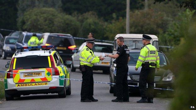 Police at the scene of the shooting in Northiam