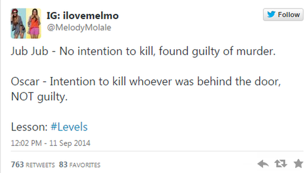 A tweet suggesting inconsistencies between the two cases