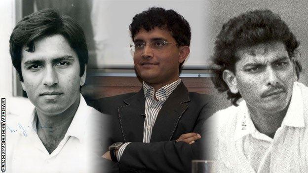 Majid Khan (L), Sourav Ganguly (C) and Ravi Shastri (R)