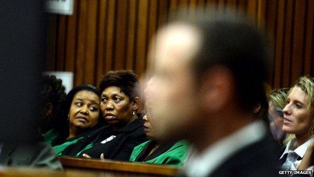 Angie Motshekga (second from left) at the trial in March 2014