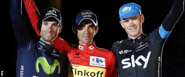 Alejandro Valverde, Alberto Contador and Chris Froome