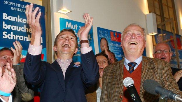 AfD leaders celebrating, 14 Sep 14