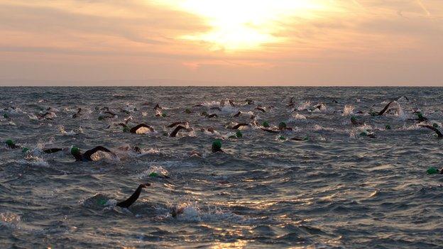 Athletes in Ironman Wales