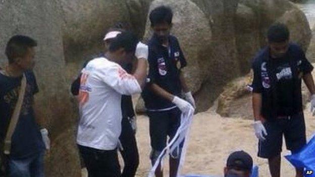 Police have cordoned off the scene of the deaths of two British tourists in Koh Tao, Thailand