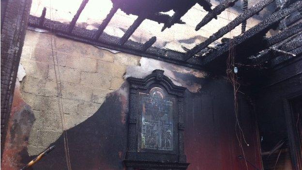 The interior of the building has been gutted and the roof was totally burnt off