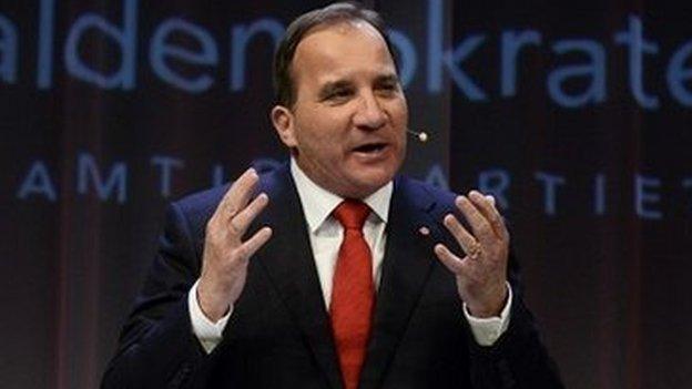 Stefan Lofven, the leader of Sweden’s Social Democrats, speaks to supporters in Stockholm - 14 September 2014