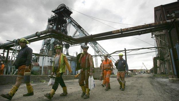 Miners at Hatfield Colliery