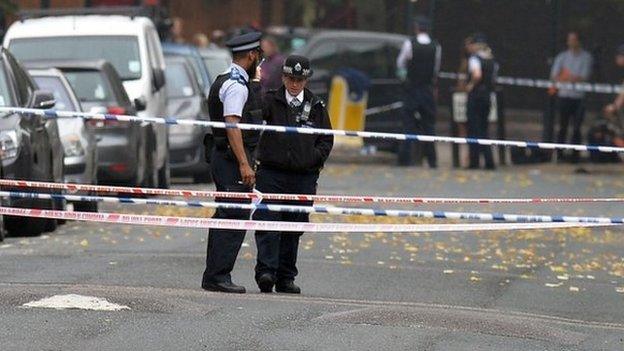 Police at the scene in Shepperton Road