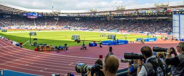 Hampden was transformed into an athletics stadium for the Commonwealth Games