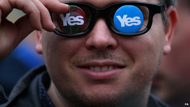 Man at Glasgow Yes rally