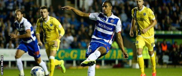 Nick Blackman scores from the spot for reading