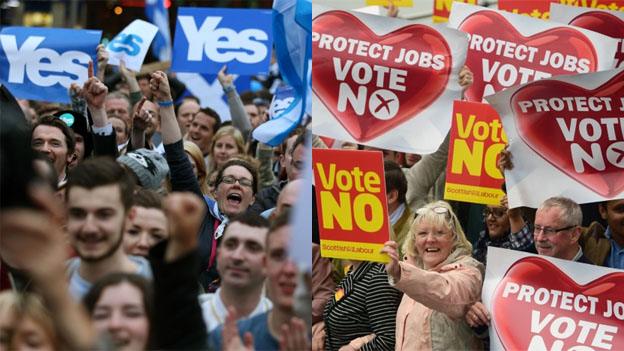 Yes and No campaigners