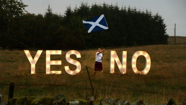 Yes No signs and flag