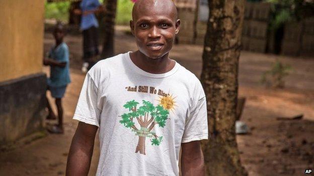 Sulaiman Kemokai, an Ebola virus survivor, near his house in the Heigbema Village in Kenema situated in the Eastern Province, Sierra Leone - August 2014